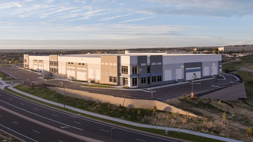 The Superpower Superfactory in Centennial, Colorado, at sunrise